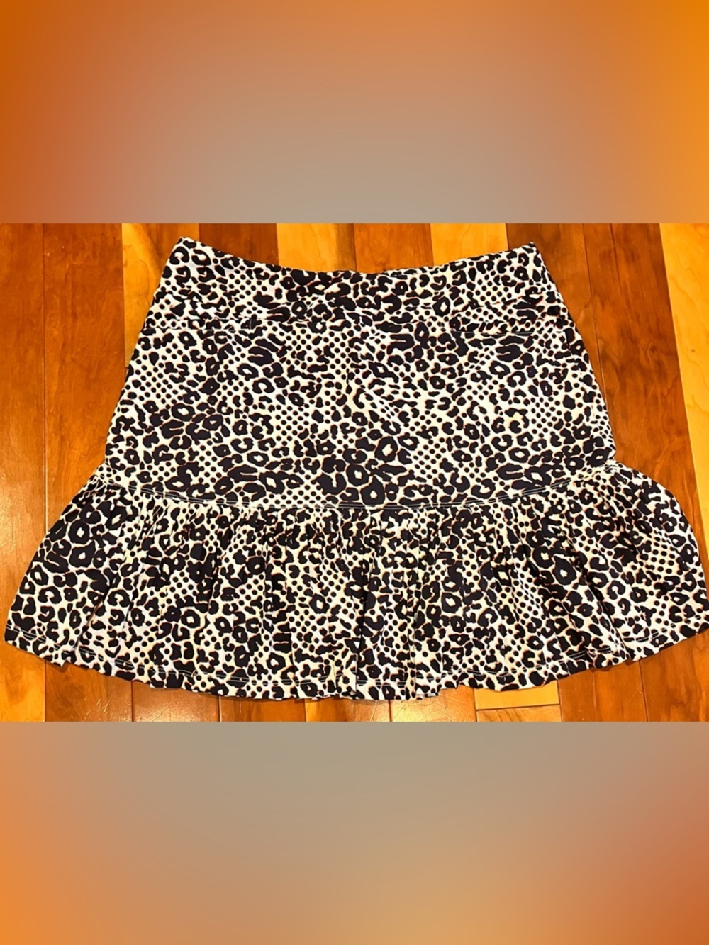 TAIL Medium Active Leopard Print Ruffled Skort Golf Pickleball Tennis Navy